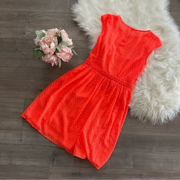 New J. Crew Swiss Dot Orange Cap Sleeve Fit & Flare Dress 4 - Picture 4 of 9